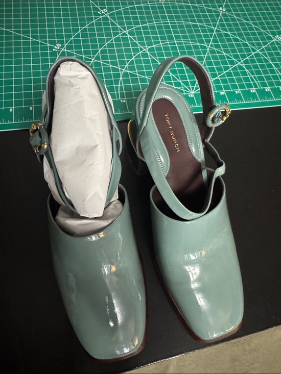 Tory Burch Shoes - Tory Burch Mint Green Patent Slingback Mules
